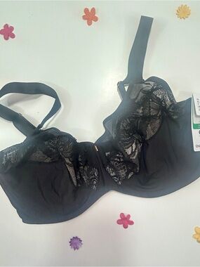 Chantelle Leavers Black Lace Underwire Bra 38H NWT